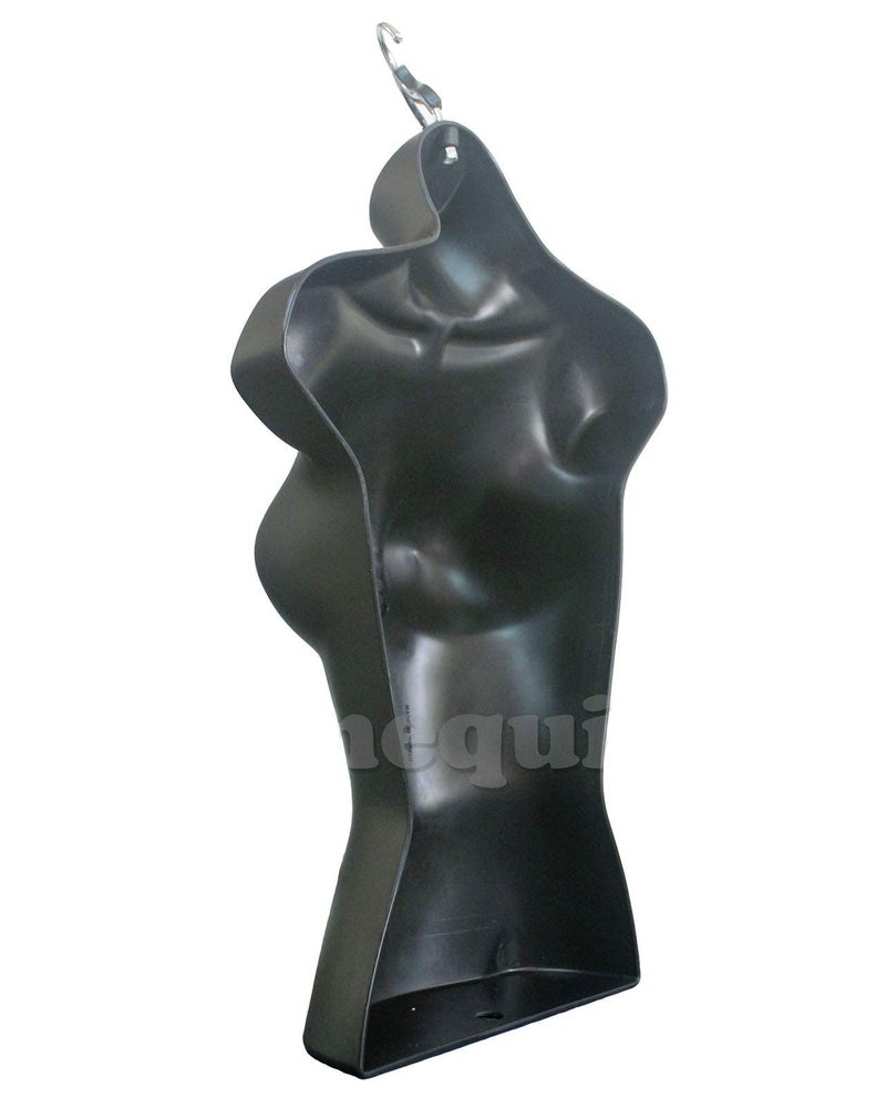 DisplayTown Female Mannequin Torso Hollow Back Body Stackable Dress Form with Hanging Hooks for Tshirt Display, Countertop, Craft Shows, Photos and Design, S-M Clothing Size (Black, Set of 6) - Image 3